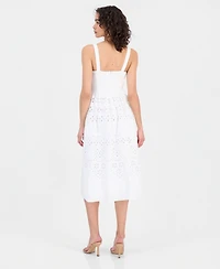 Sam Edelman Women's Square-Neck Sleeveless Eyelet Midi Dress