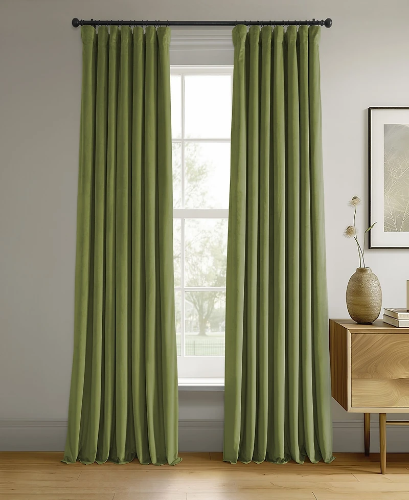 Half Price Drapes Basque Green Signature Velvet Blackout Curtain