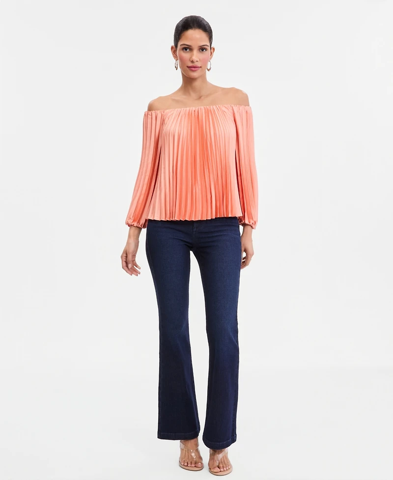 I.n.c. International Concepts Women's Off-The-Shoulder Pleated Blouse, Macy's Exclusive