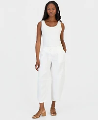 Charter Club Petite Drawstring-Waist Barrel-Leg Linen Pants, Macy's Exclusive
