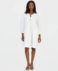 Charter Club Petite Embellished Linen Shift Dress, Macy's Exclusive
