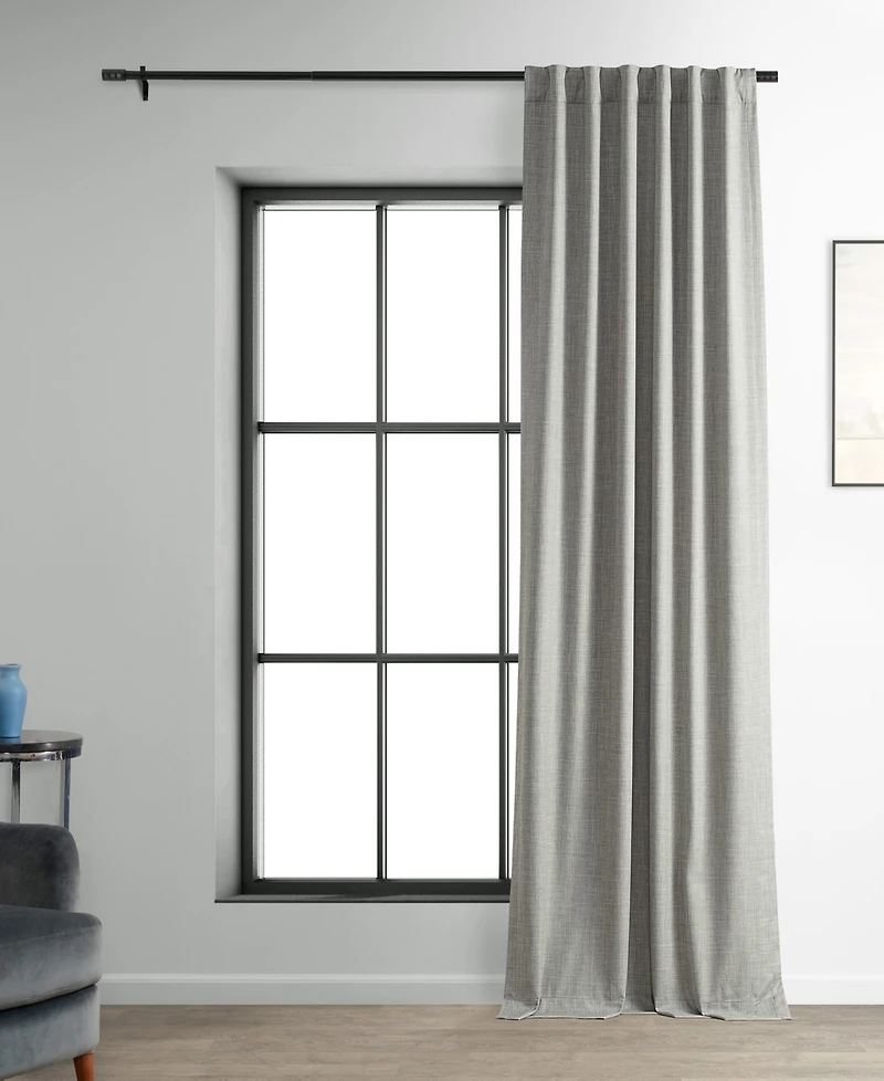 Half Price Drapes Dark Greige Performance Linen Hotel Blackout Curtain
