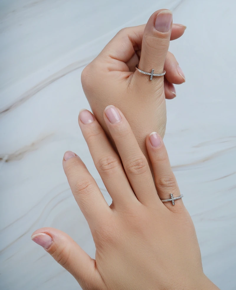 Wrapped Diamond East-West Cross Ring (1/8 ct. t.w.) 14k White or Yellow Gold, Created for Macy's