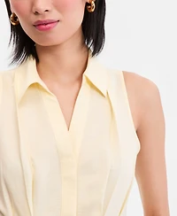 I.n.c. International Concepts Women's Sleeveless Collared Linen Button-Down Shirt, Macy's Exclusive