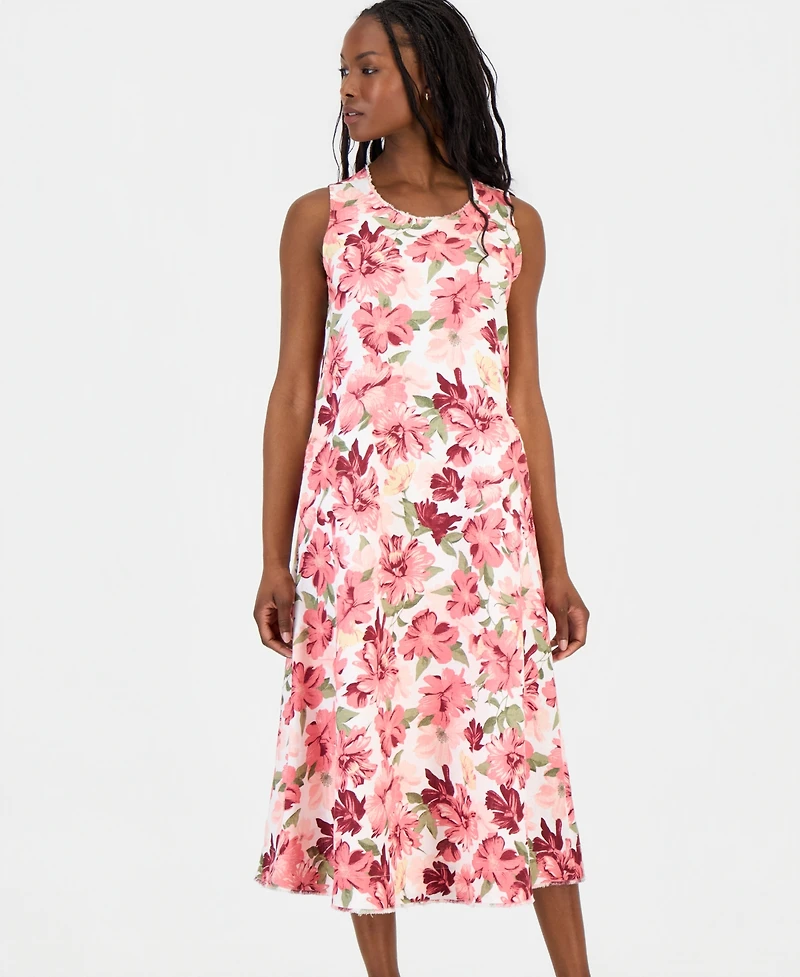 Charter Club Petite Printed Linen Midi Dress, Macy's Exclusive