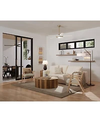 Casa Vieja 52" Vegas Nights Modern Indoor Ceiling Fan 5 Blade Led Light Remote Control Soft Brass Finish White Wood Blades Bedroom