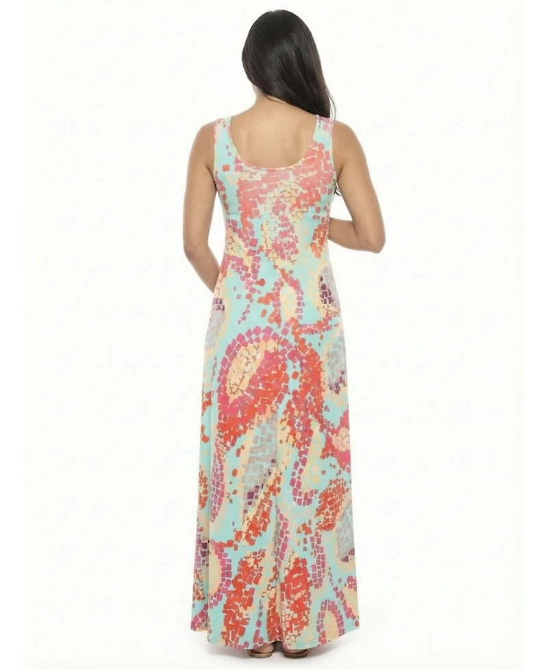 24seven Comfort Apparel Women's and Plus Maternity Scoop Neck Maxi Dress