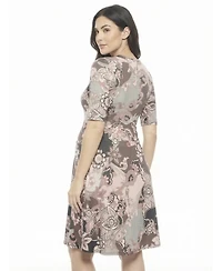 24seven Comfort Apparel Women's and Plus Size Maternity Scoop Neck Skater Dress