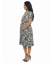24seven Comfort Apparel Women's and Plus Maternity Short-Sleeve Midi Dress
