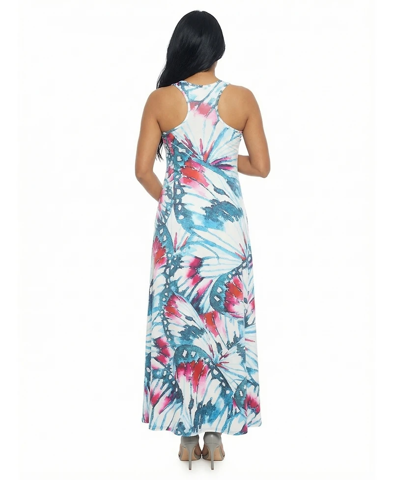 24seven Comfort Apparel Women's and Plus Maternity Scoop Neck Maxi Dress