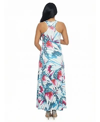 24seven Comfort Apparel Women's and Plus Maternity Scoop Neck Maxi Dress