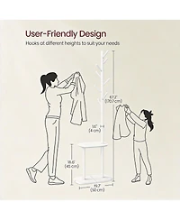 Yigii 8 Hooks and Shelf Freestanding Coat Rack - 67.2" Tall for Entryway