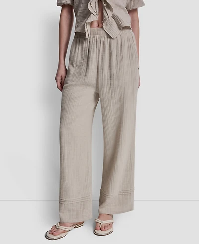 Dkny Jeans Petite Smocked Encased Elastic Waistband Ankle Length Pants