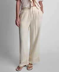 Dkny Jeans Petite Smocked Encased Elastic Waistband Ankle Length Pants