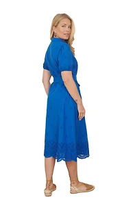 Yumi Women's Cotton Shirt Midi Dress