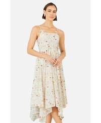 Yumi Women's Botanical Embroidery Midi Dress