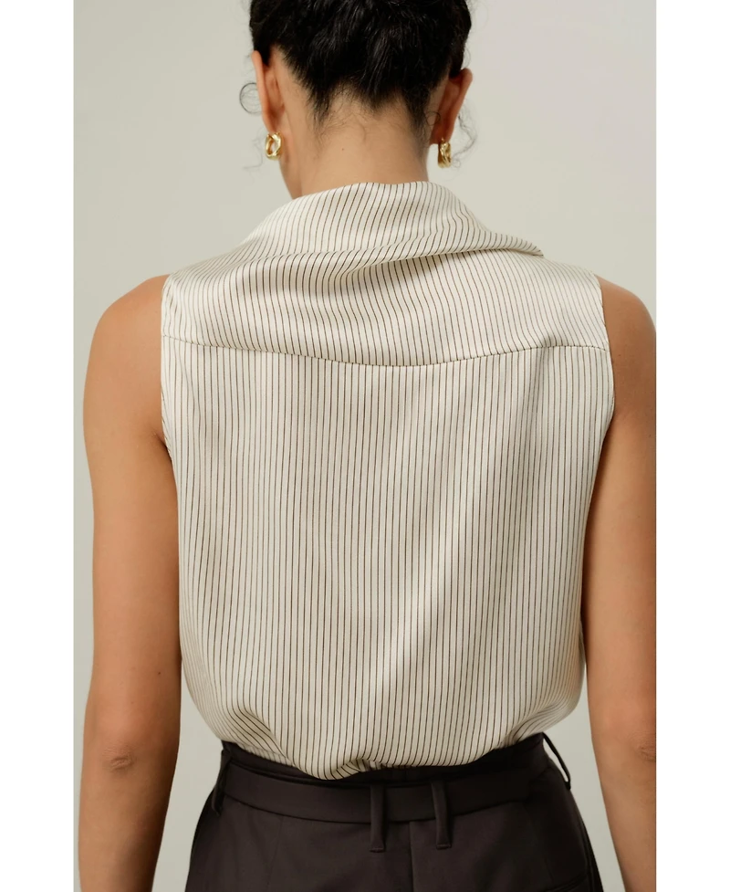 Lilysilk Women's Asymmetric Silk Charmeuse Sleeveless Top