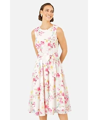 Yumi Women's Delicate Floral Midi Skater Dress