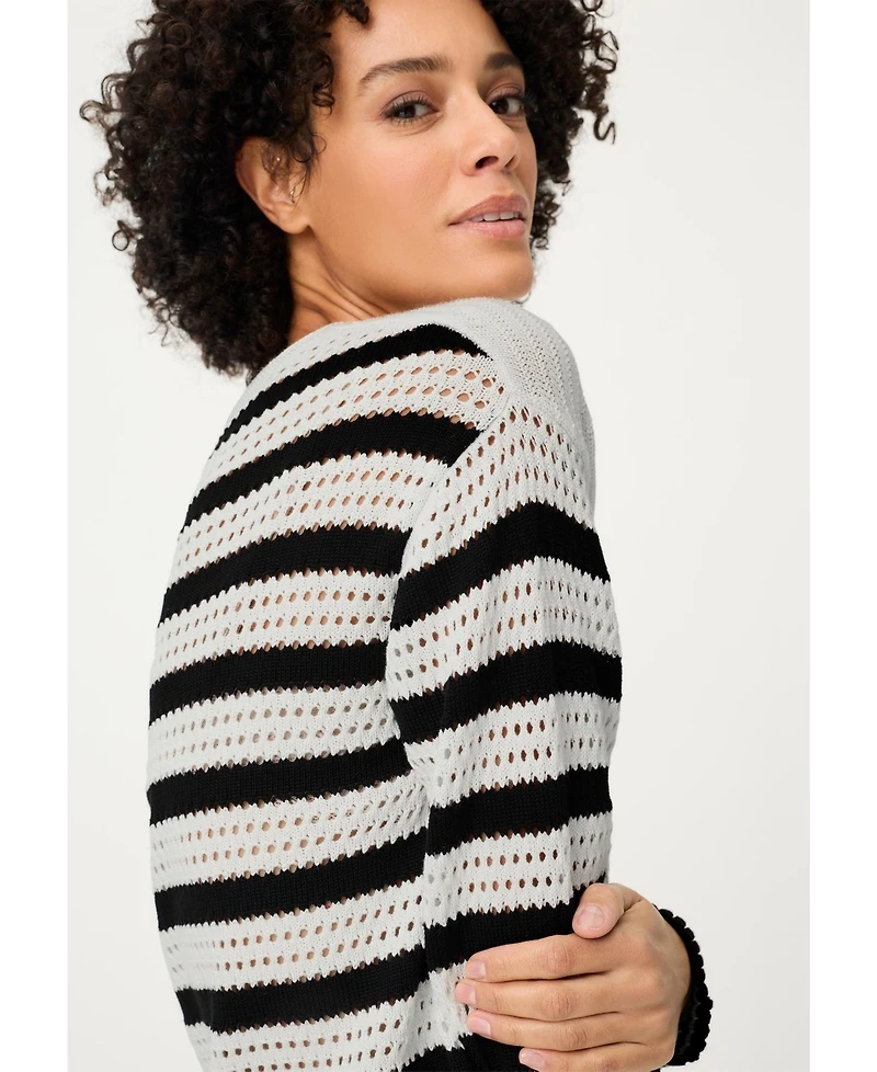 Olsen Women's Abstract Open Knit Sweater