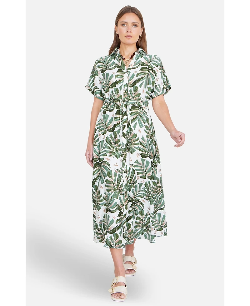 Yumi Women's Relaxed Boho Print Maxi Shirt Dress