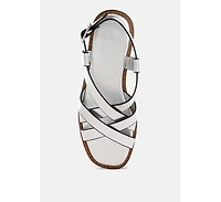 Doata Metallic Genuine Leather Buckled Flats