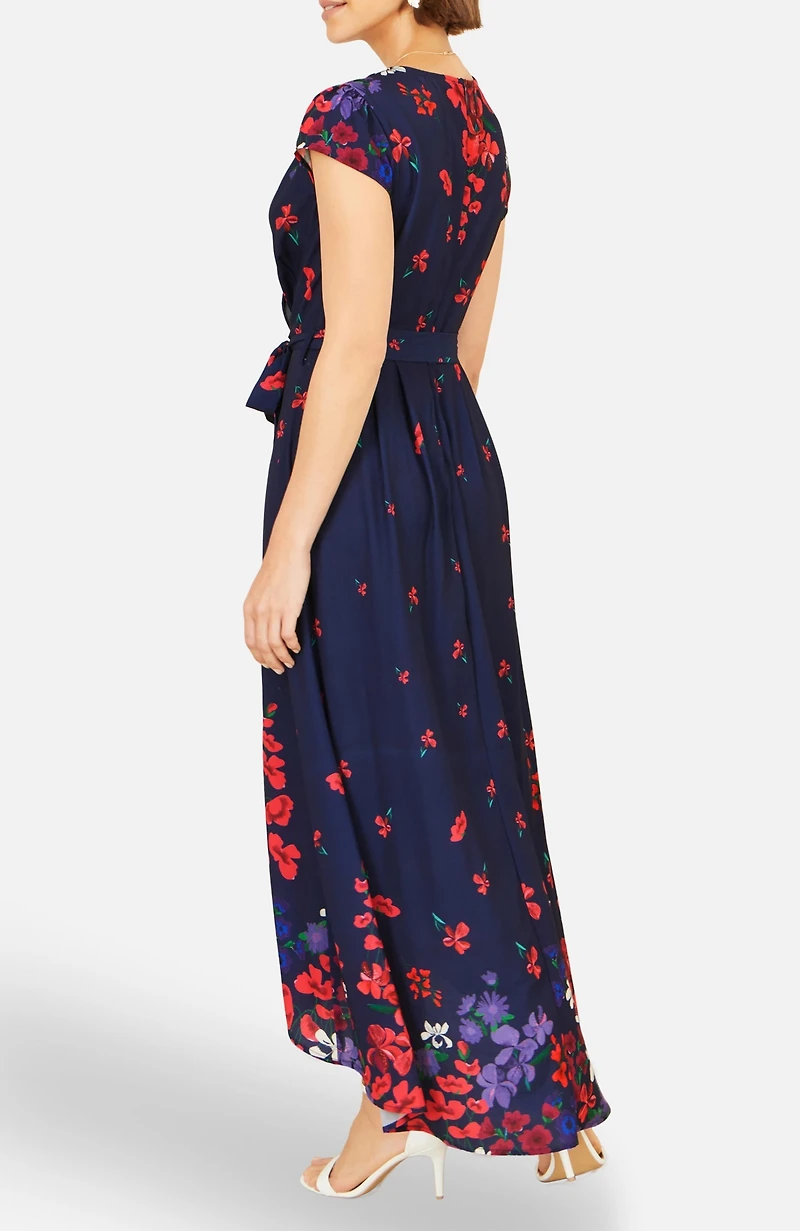 Yumi Women's Floral Mirror Dip Hem Wrap Dress