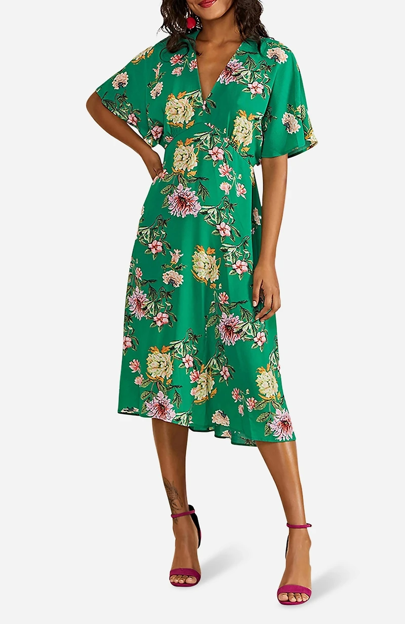 Yumi Women's Floral Kimono Midi Dress