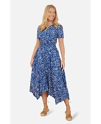 Yumi Women's Printed Midi Ruched Shirt Dress