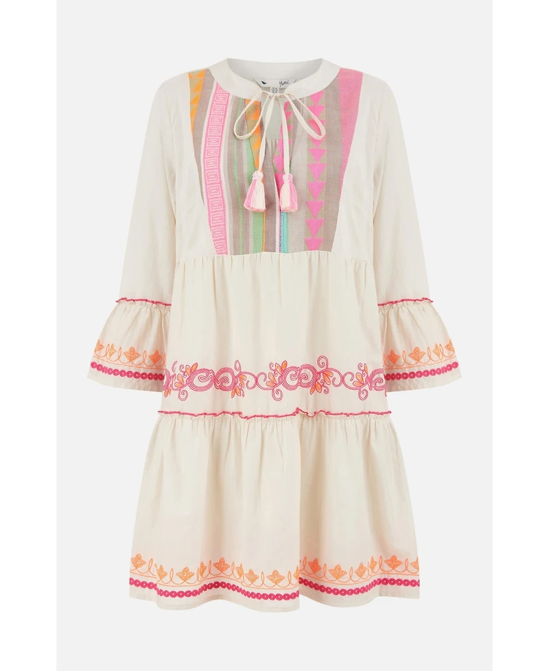 Yumi Women's Embroidered Cotton Tunic Dress