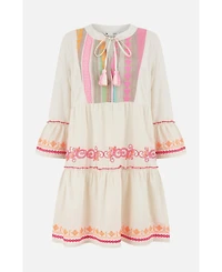 Yumi Women's Embroidered Cotton Tunic Dress