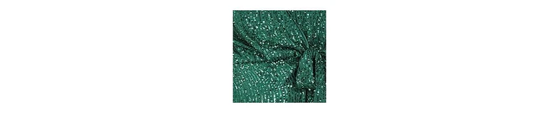 Yumi Women's Sequin Long Sleeve Frill Wrap Dress