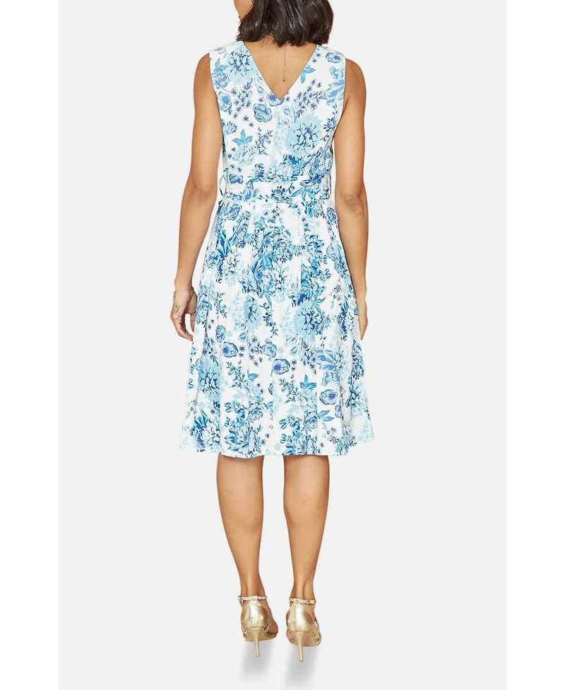 Yumi Women's Floral Wrap Over Skater Dress