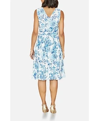 Yumi Women's Floral Wrap Over Skater Dress