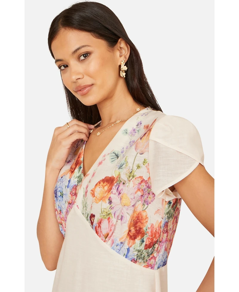 Yumi Women's Border Floral Midi Dress