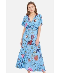 Yumi Women's Bird And Floral Print Midi Dress