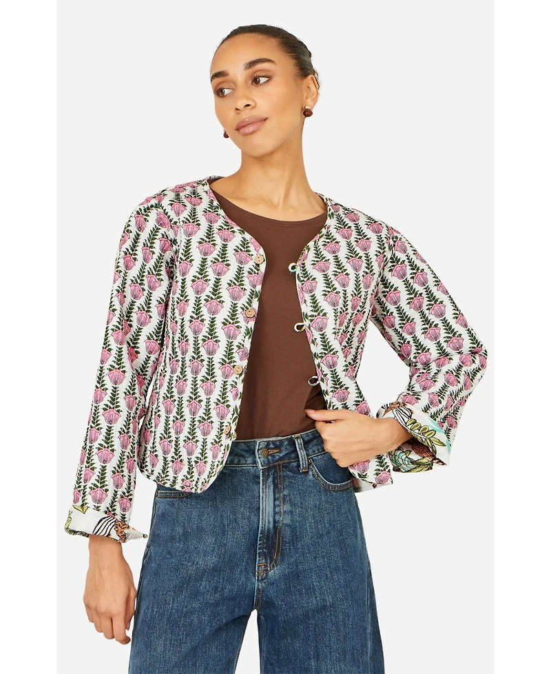 Yumi Women's Print Reversible Cotton Jacket