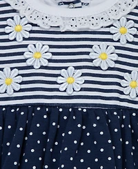 Little Me Baby Girls' Daisy Print Popover and Hat, 2-Piece Set