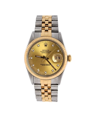 Pre-Owned Rolex Oyster Perpetual Datejust Automatic Watch in Stainless Steel and Gold with Diamond Markers 36mm
