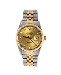 Pre-Owned Rolex Oyster Perpetual Datejust Automatic Watch in Stainless Steel and Gold with Diamond Markers 36mm