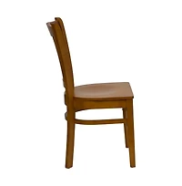 Emma+Oliver 2 Pack Vertical Slat Back Wooden Restaurant Chair