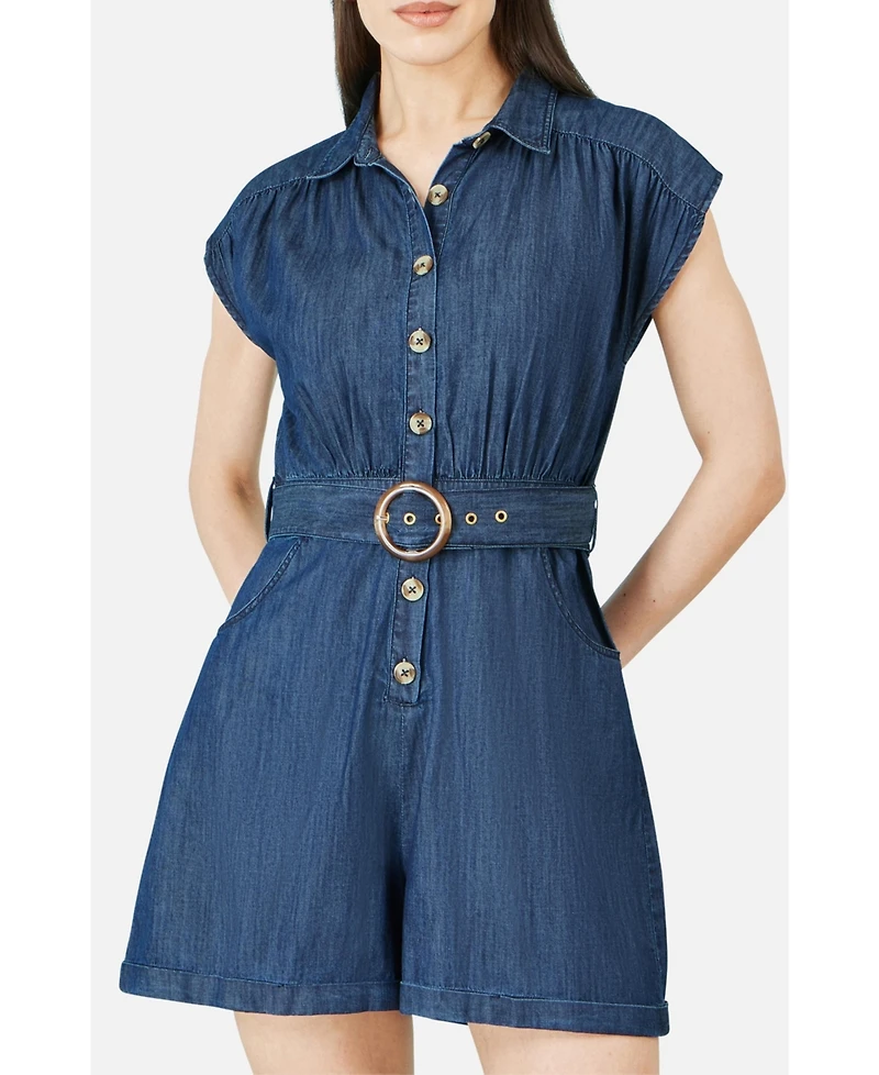 Yumi Women's Chambray Cotton Playsuit