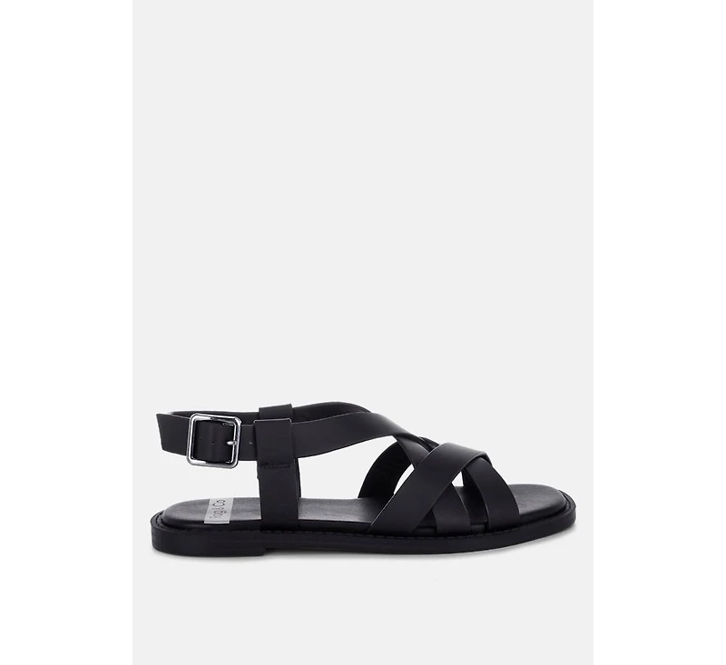 Rag & Co Womens Kapaka Real Leather Flat Gladiator Sandals