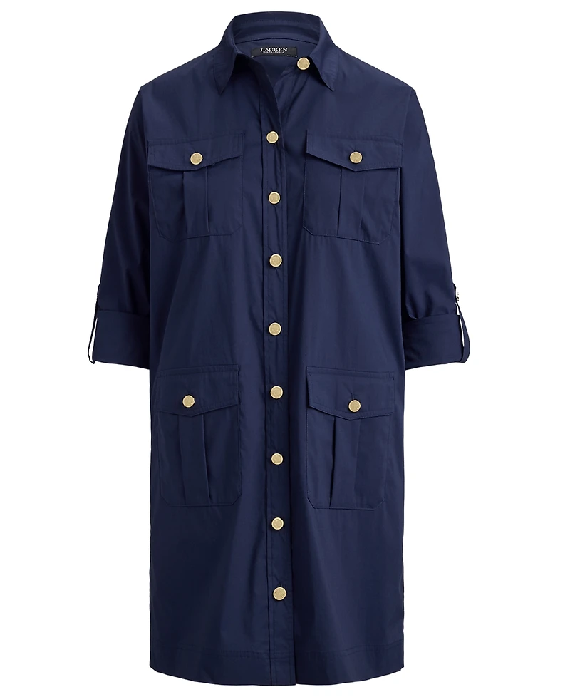 Lauren Ralph Petite Roll Tab Sleeve Shirtdress