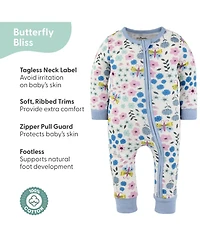 The Peanutshell Baby Girls Blissful Florals Cotton Footless Pajamas for Girls, 2 Pack