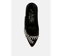London Rag Womens Abatina Satin Diamante Embellished Pumps