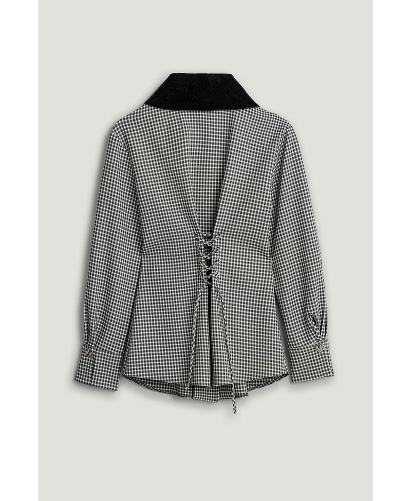 Nocturne Women's Corset-Back Checked Sculpted Shirt