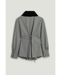 Nocturne Women's Corset-Back Checked Sculpted Shirt