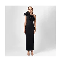 Bariano Women's Elena One Shoulder Ruffle Midaxi Dress