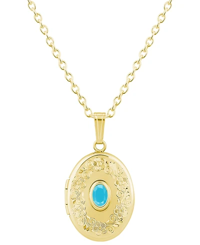 Macy's Turquoise Pendant Necklace in 14k Yellow Gold-Plated Sterling Silver