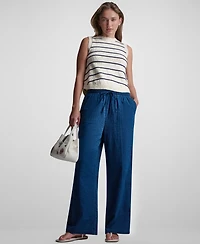 Dkny Jeans Petite Sleeveless Crewneck Striped Sweater